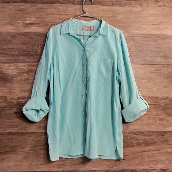 Chico's Tops - Chico's Aqua Button-Down Shirt